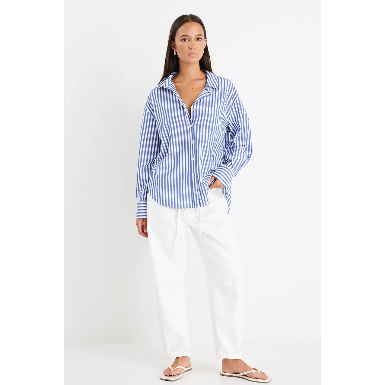You Got This Blue Stripe Cotton Oversized Shirt