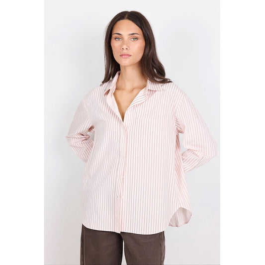 You Got This Blush Double Pinstripe Oversized Boyfriend Shirt
