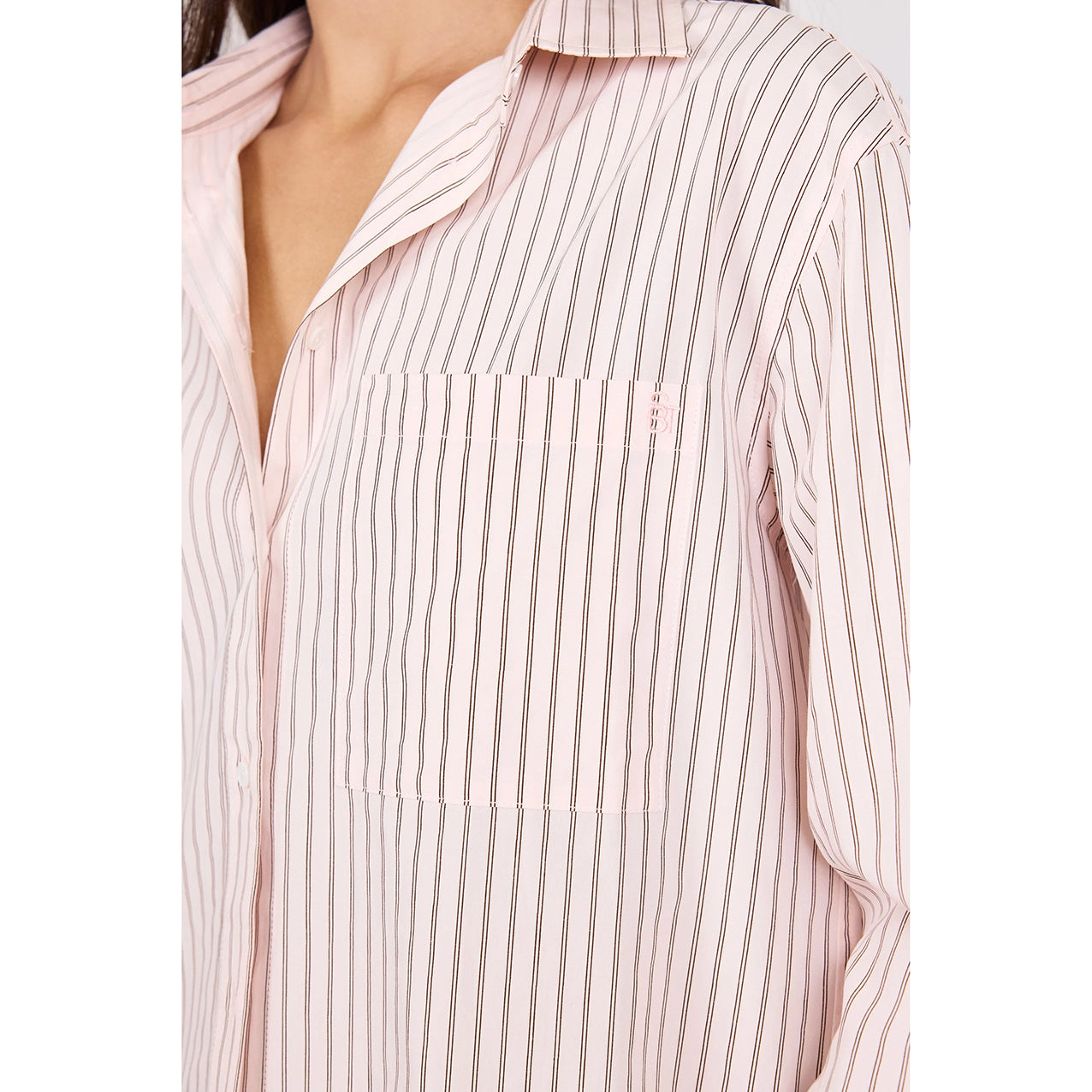 You Got This Blush Double Pinstripe Oversized Boyfriend Shirt