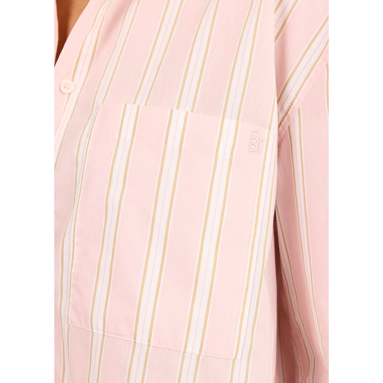 You Got This Pink/Beige Stripe Oversized Boyfriend Shirt