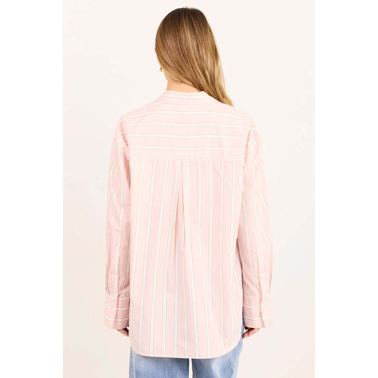 You Got This Pink/Beige Stripe Oversized Boyfriend Shirt