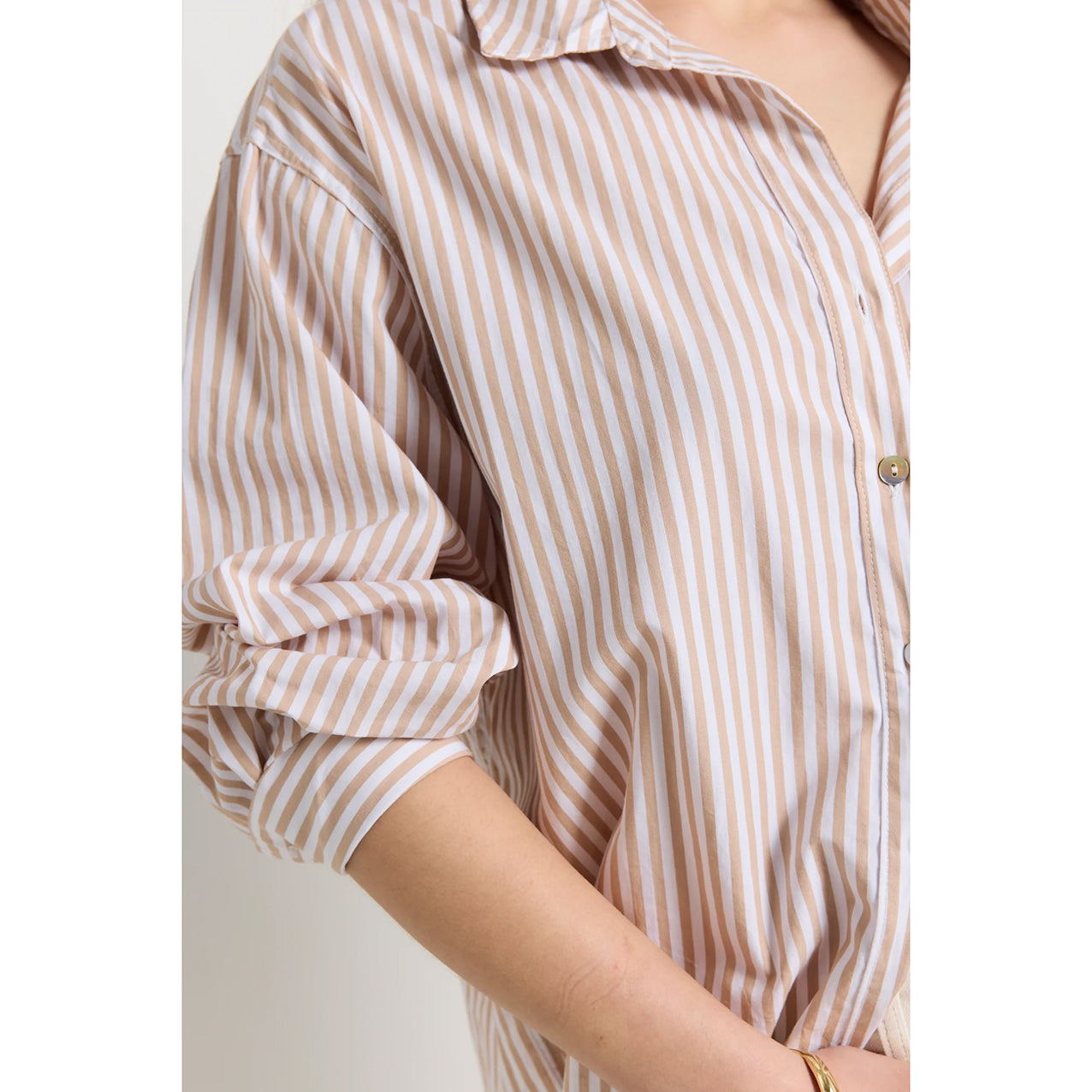 You Got This Ecru Stripe Poplin Oversized Shirt