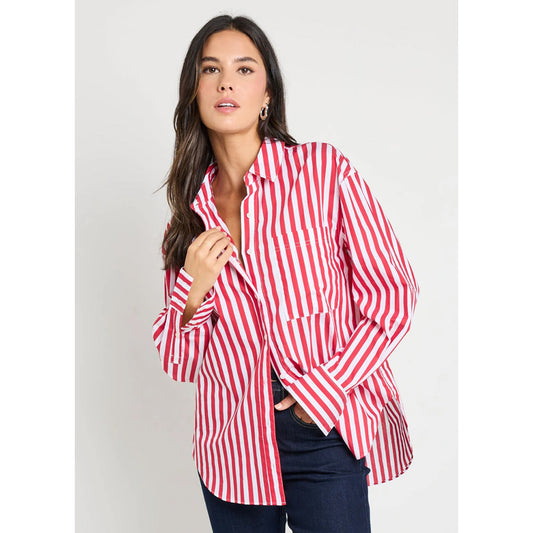 You Got This Red Stripe Oversized Shirt