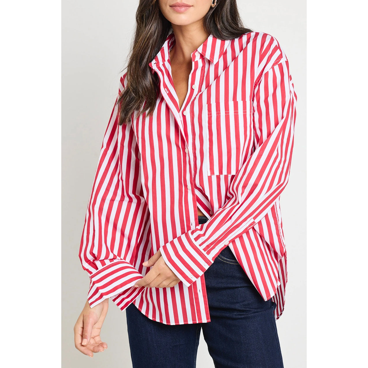 You Got This Red Stripe Oversized Shirt