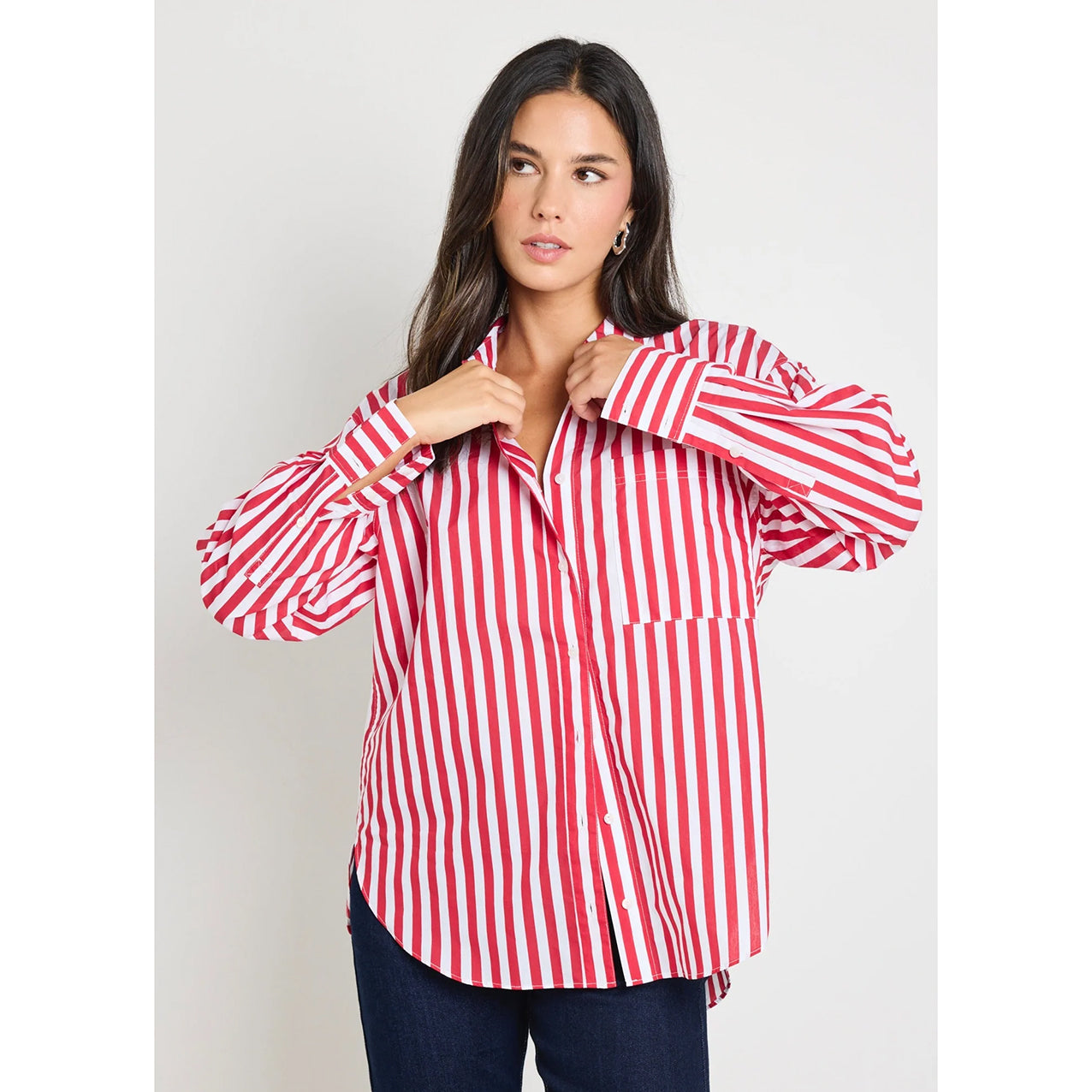 You Got This Red Stripe Oversized Shirt
