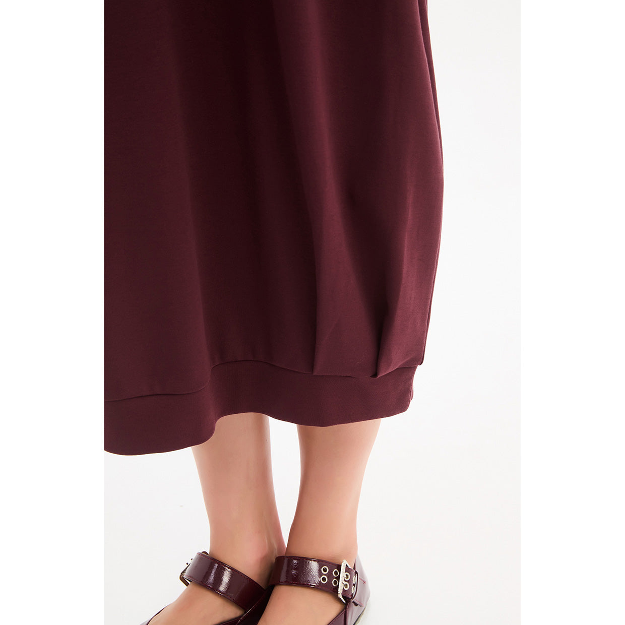 Banded Hem Jersey Dress Mulled Wine