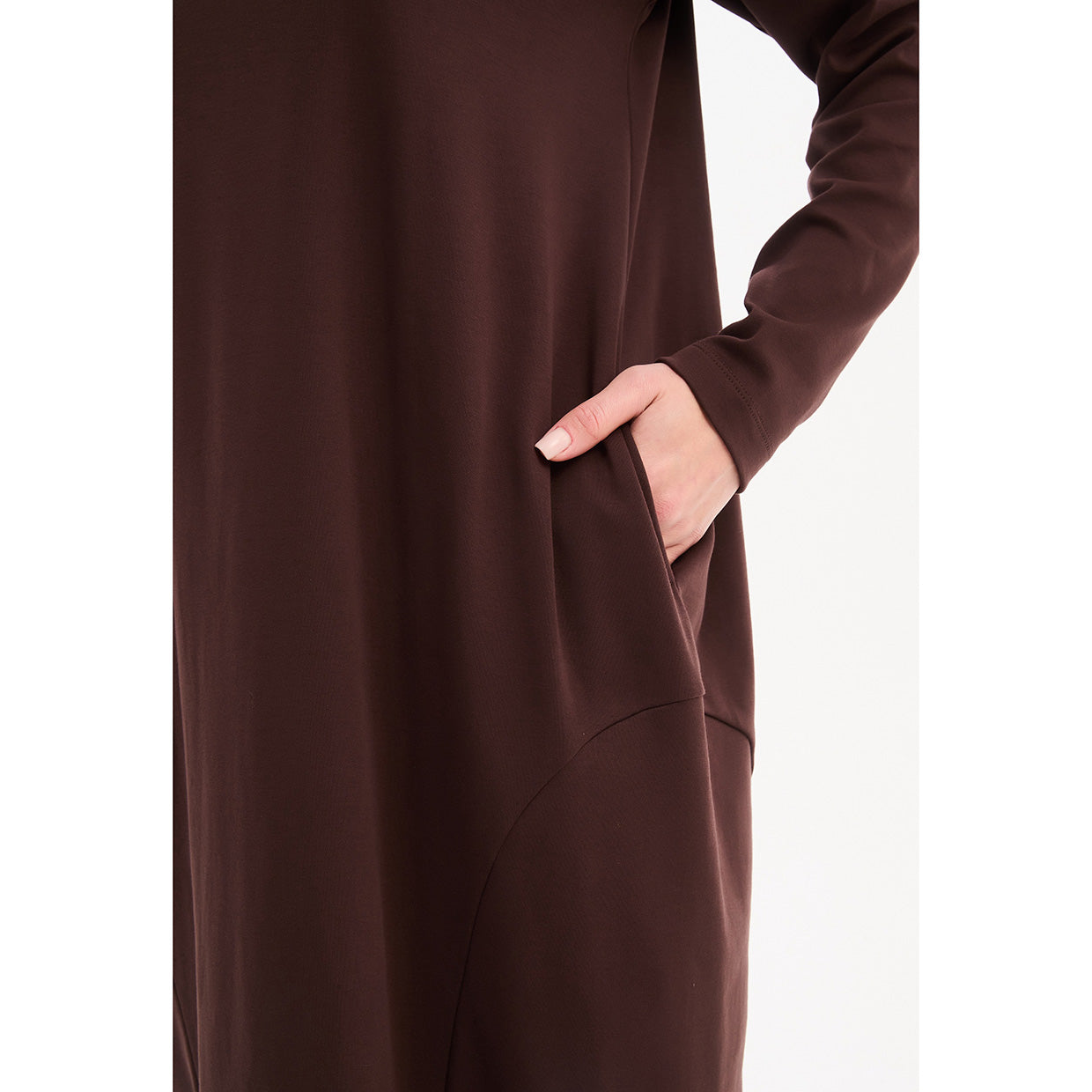 Banded Hem Jersey Dress Mulled Wine