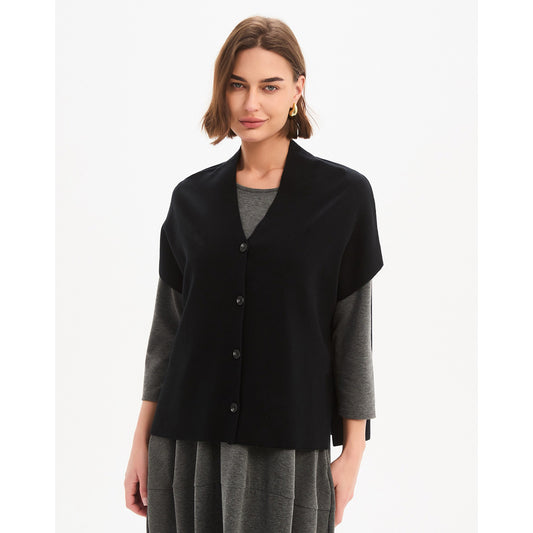 Button Up Knit Vest Black