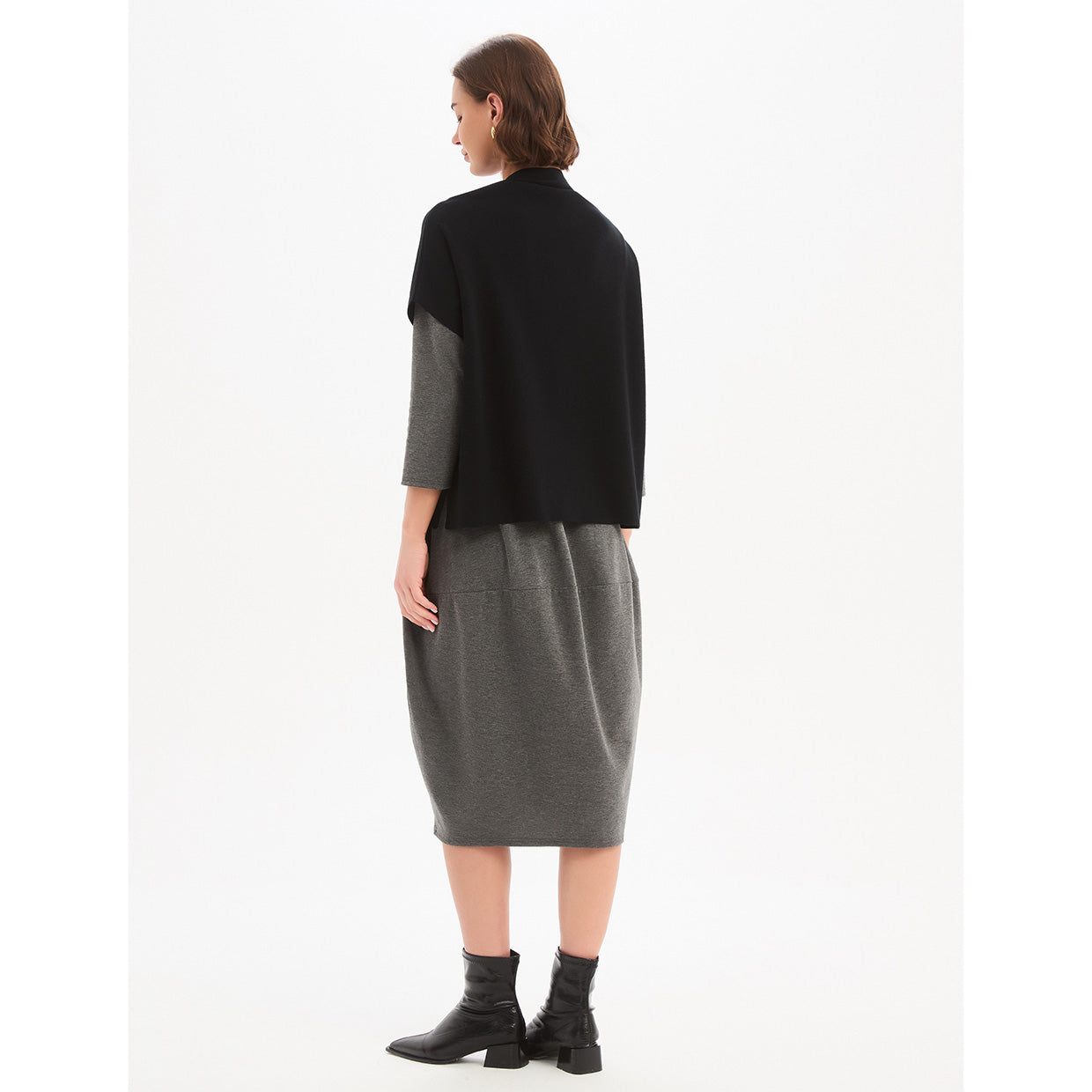 Button Up Knit Vest Black