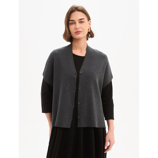 Button Up Knit Vest Charcoal