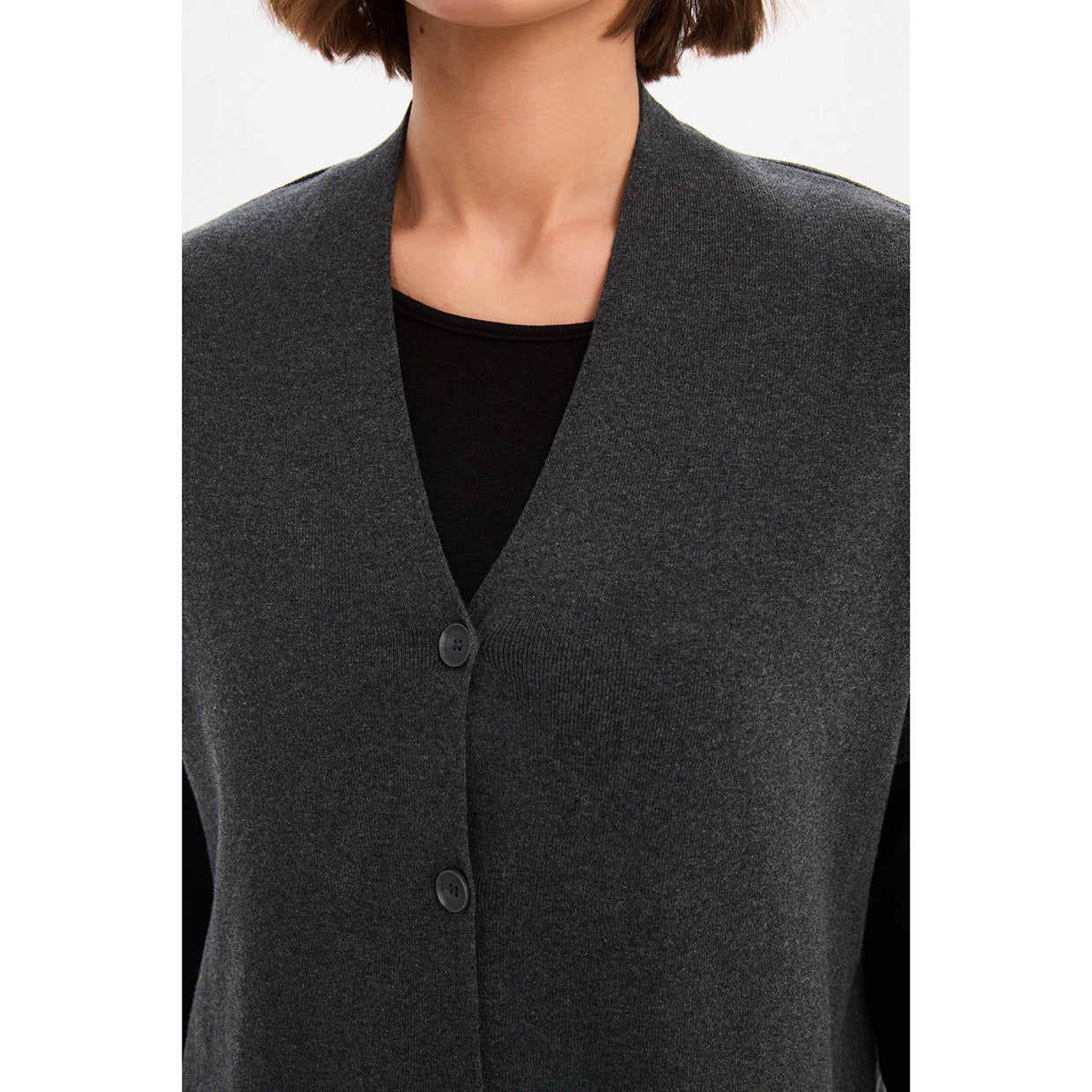 Button Up Knit Vest Charcoal