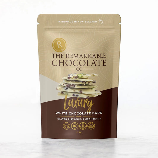 Remarkable Chocolate Bark Salted Pistachio & Cranberry 125g