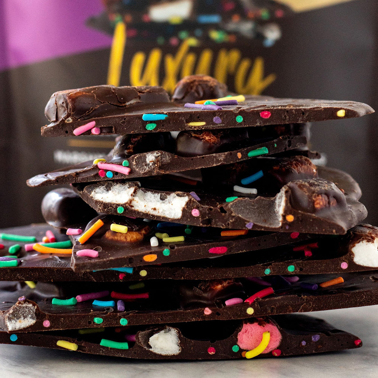 Remarkable Chocolate Bark Marshmallow & Sprinkles  125g