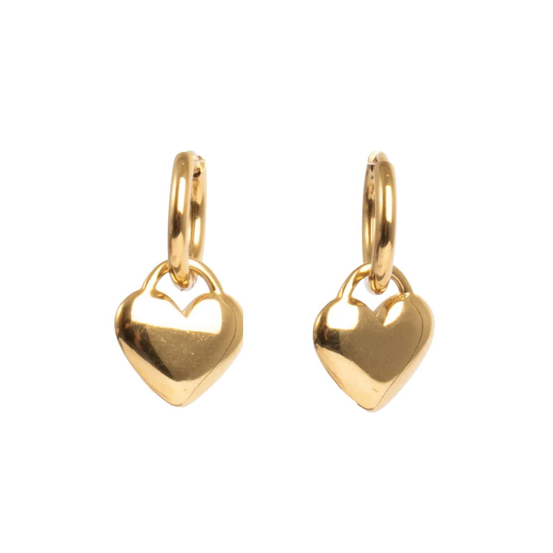 Gold Hoops w Heart