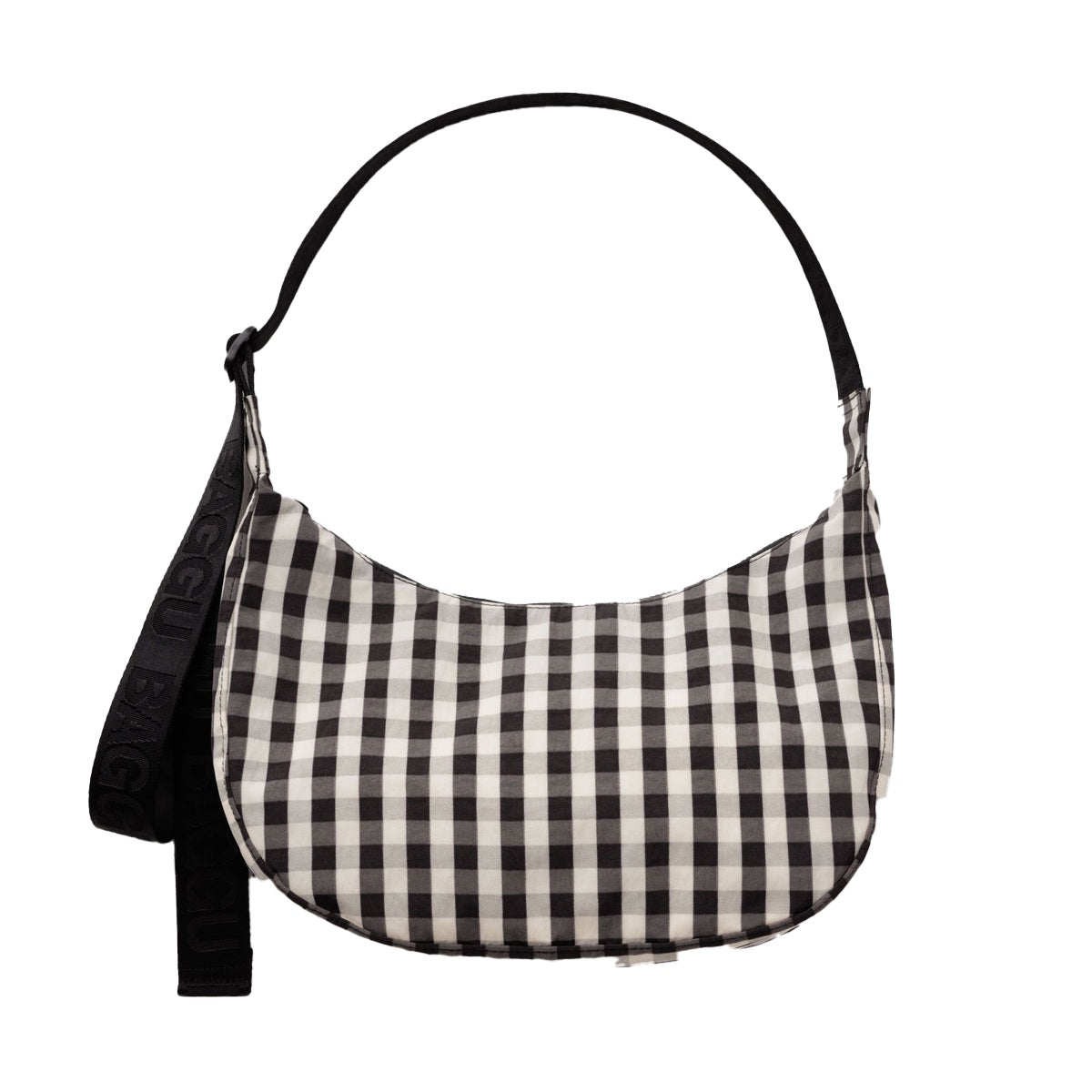 Baggu Medium Nylon Crescent Bag Black/Cream Gingham