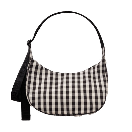 Baggu Medium Nylon Crescent Bag Black/Cream Gingham