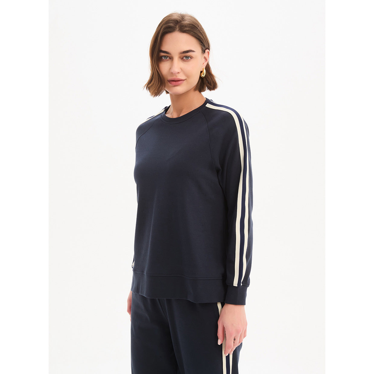 Stripe Sleeve Sweat Navy