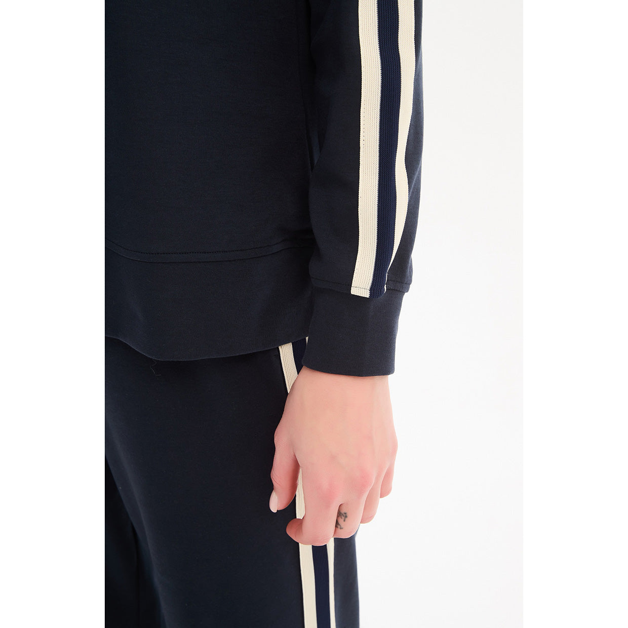 Stripe Sleeve Sweat Navy
