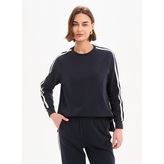 Stripe Sleeve Sweat Navy