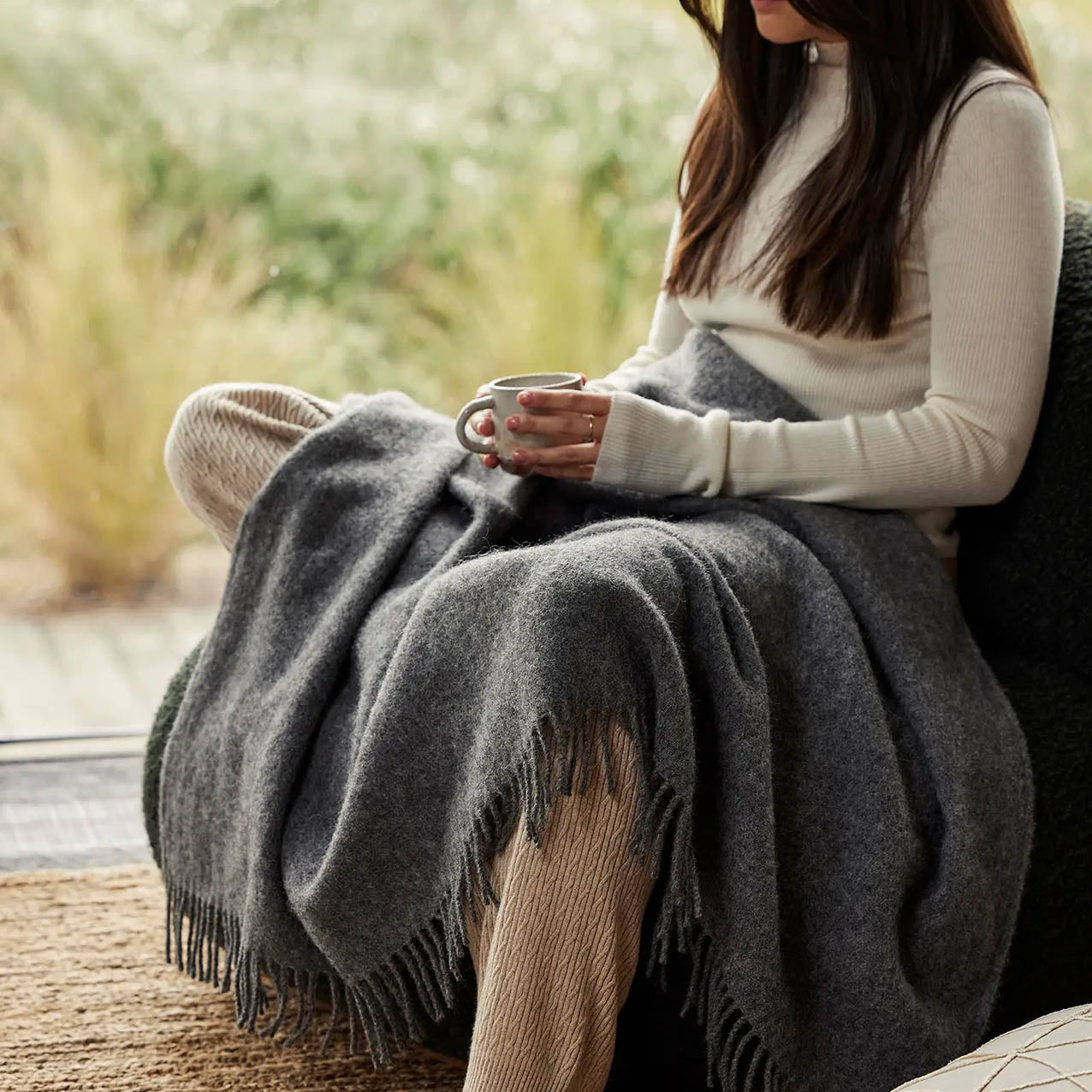 Nevis Charcoal Wool Throw 130x200cm