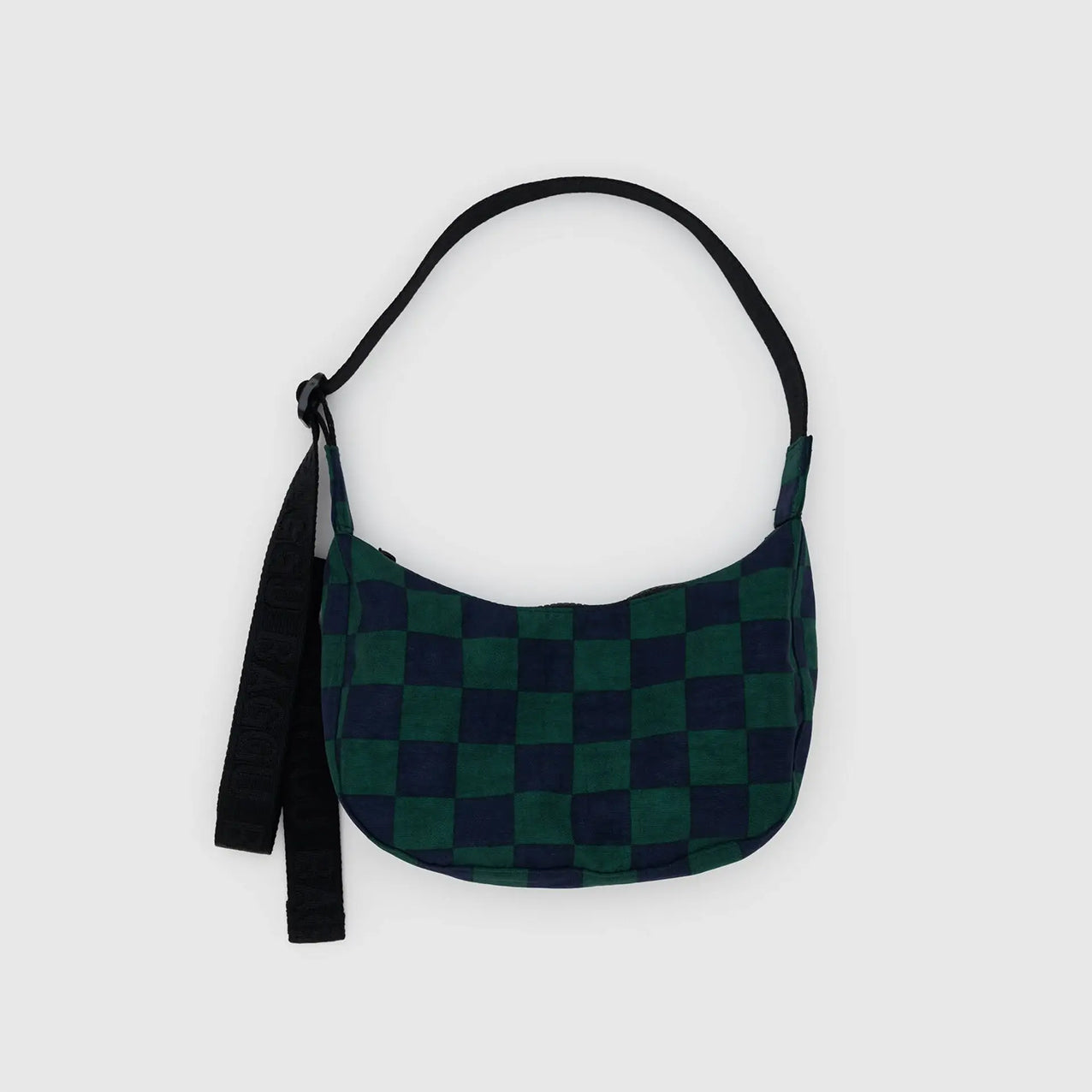 Baggu Small Crescent Bag Navy Green Check