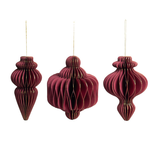 Papier Gilded Finial Asst Set 3 Mulberry