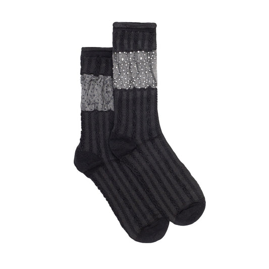 Rhinestone Veil Sock