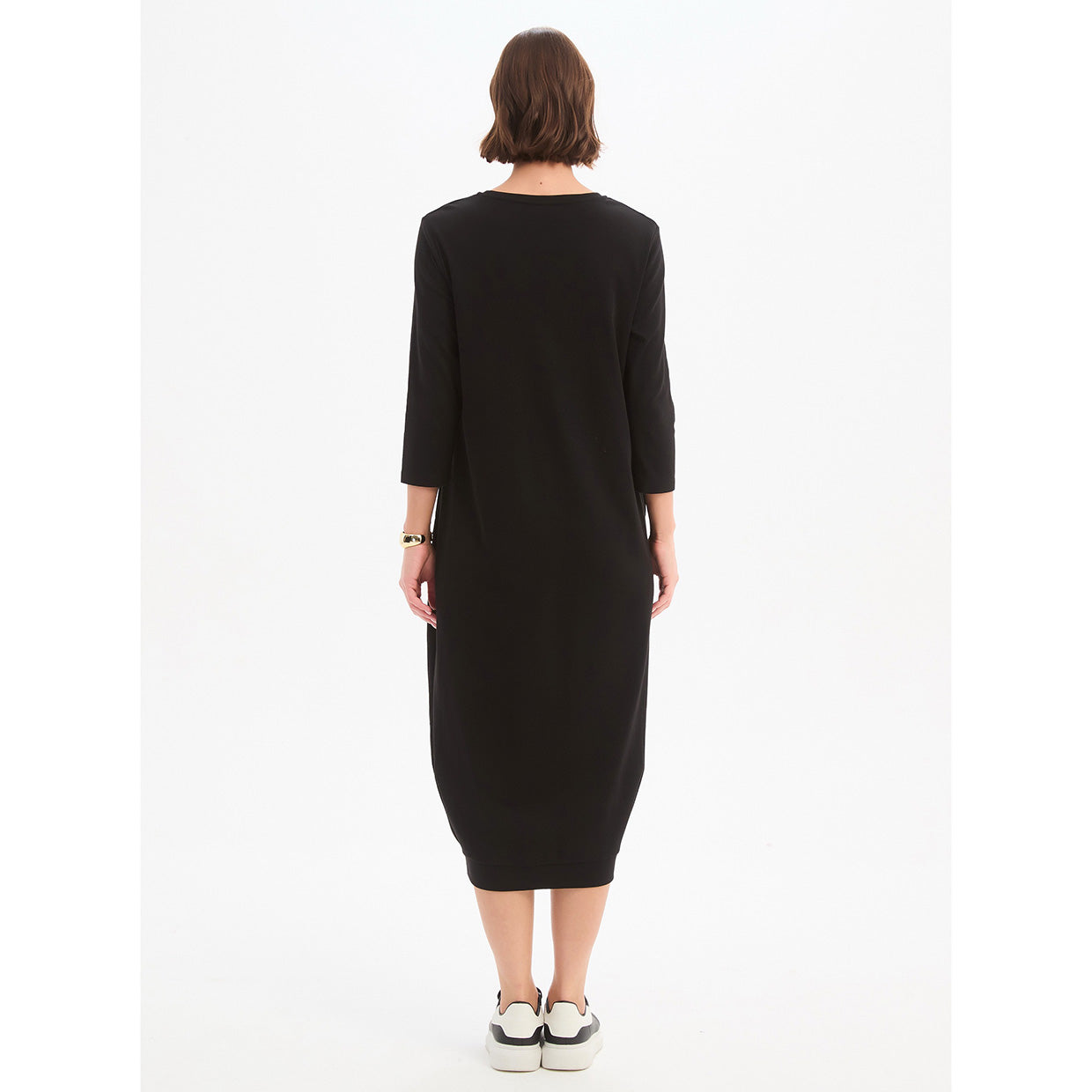 Banded Hem Jersey Dress Black