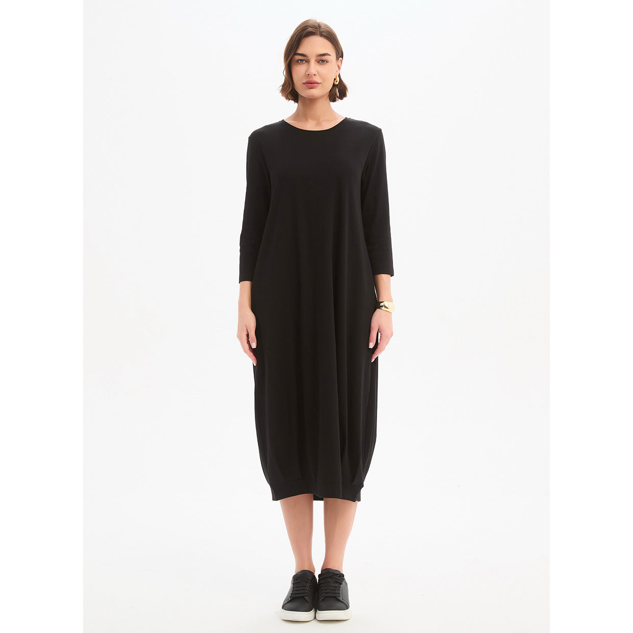 Banded Hem Jersey Dress Black