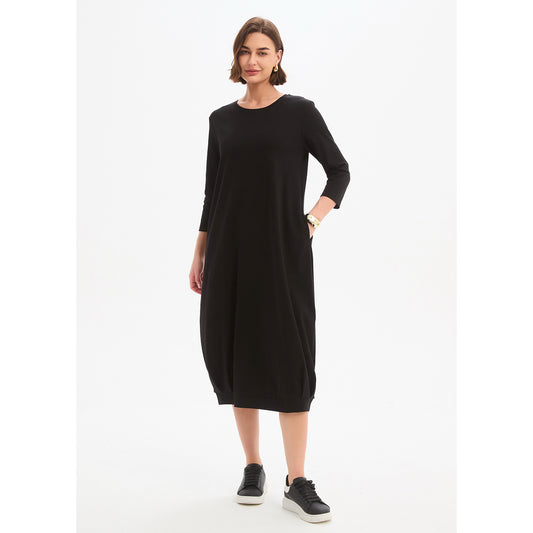 Banded Hem Jersey Dress Black