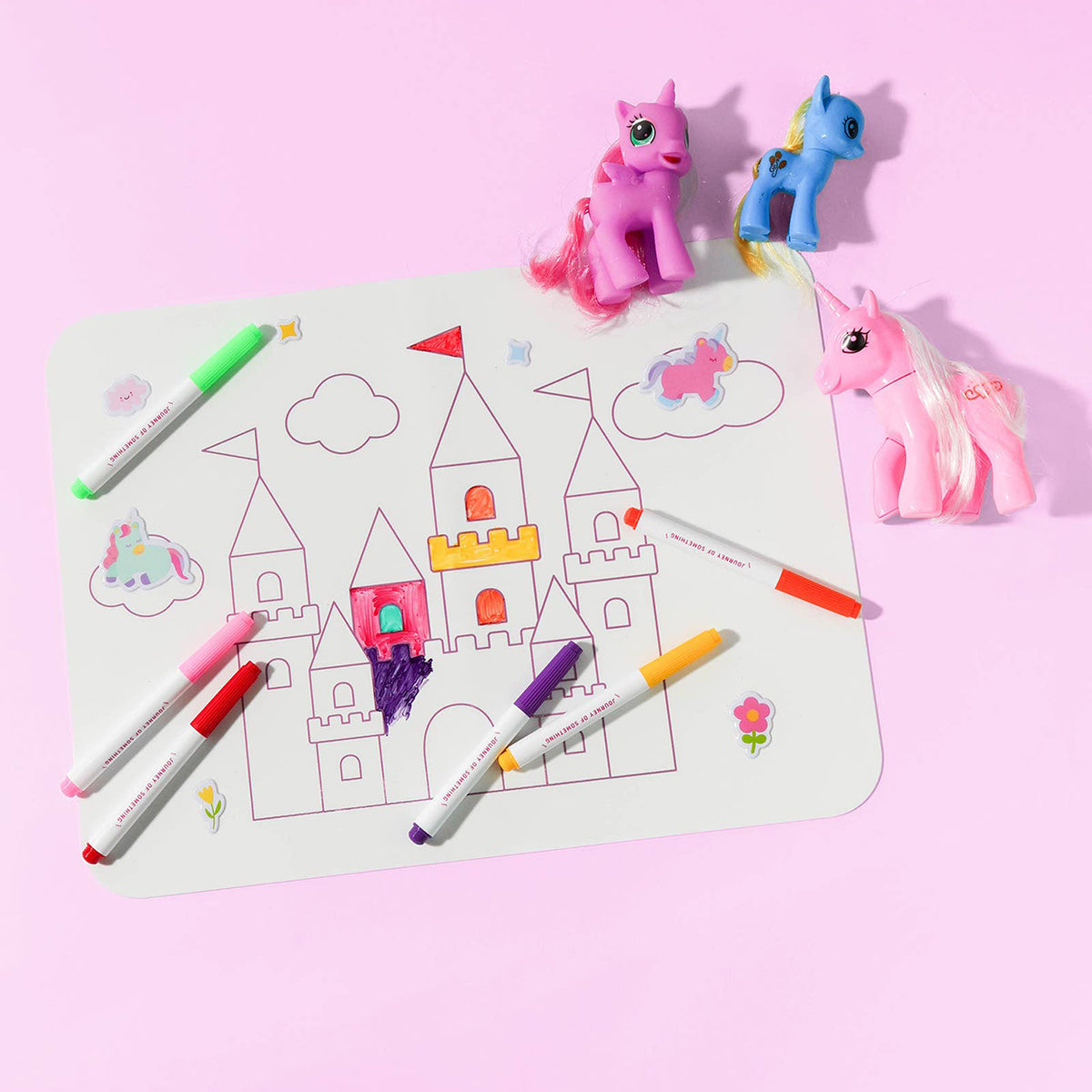 Wipeable Silicone Colouring Mat Unicorn Castle