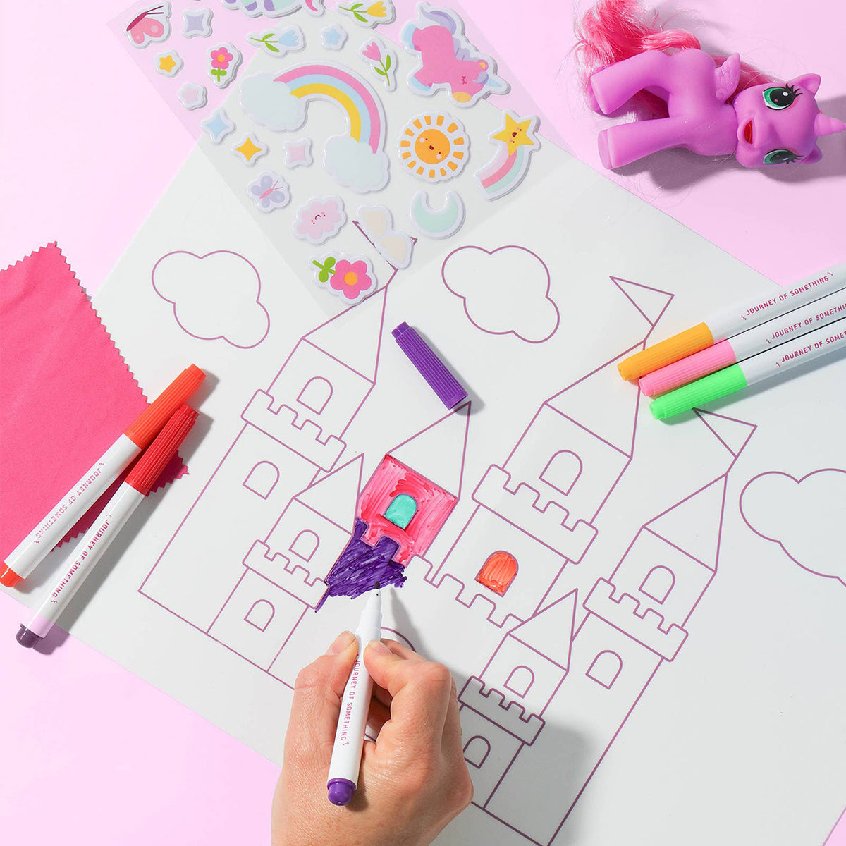Wipeable Silicone Colouring Mat Unicorn Castle