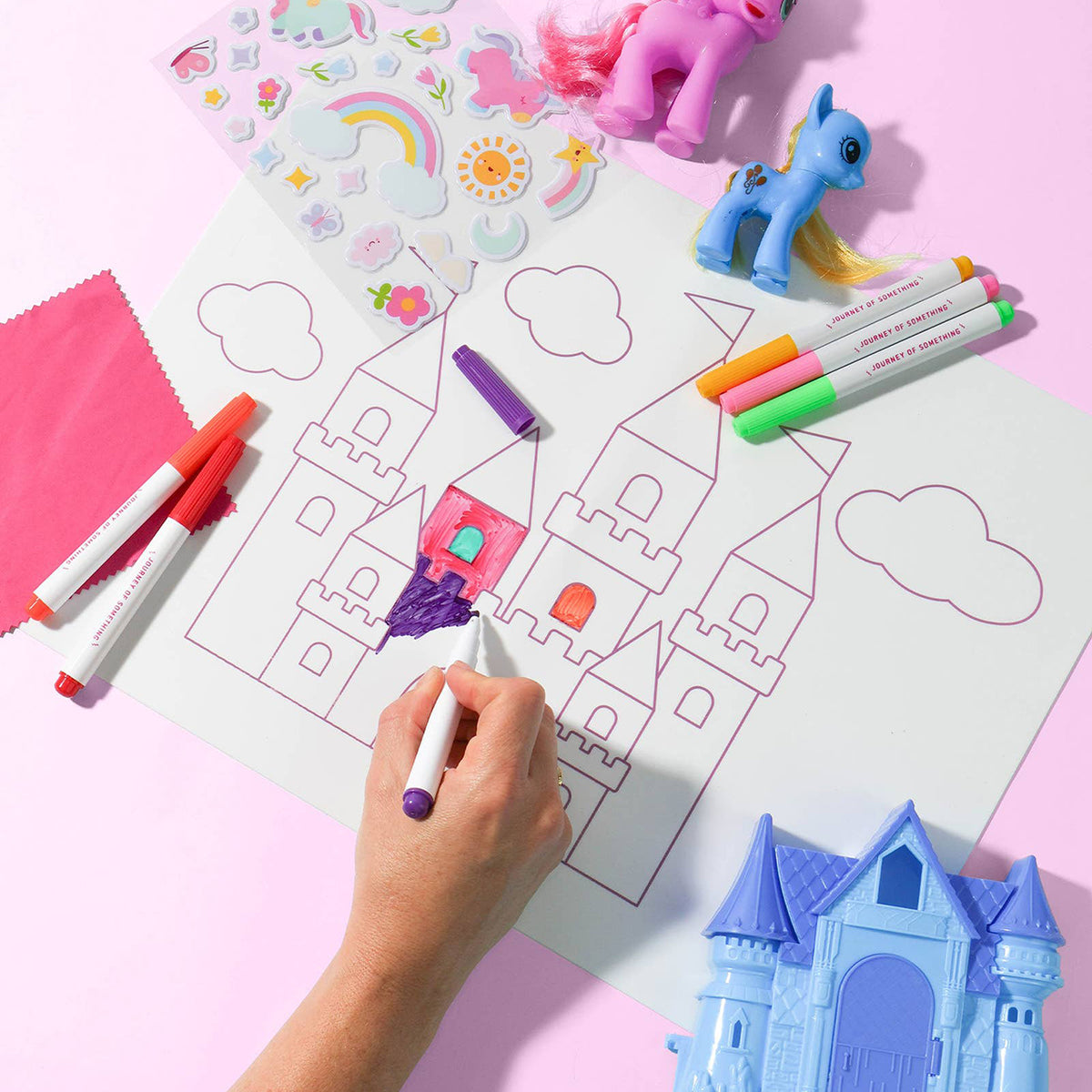 Wipeable Silicone Colouring Mat Unicorn Castle