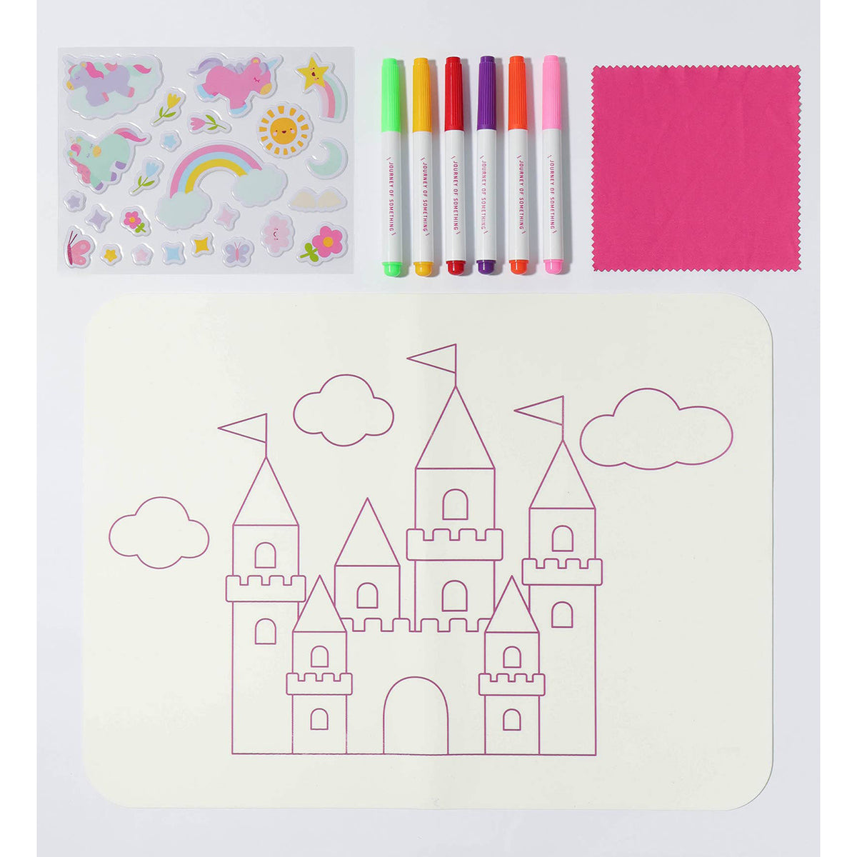 Wipeable Silicone Colouring Mat Unicorn Castle