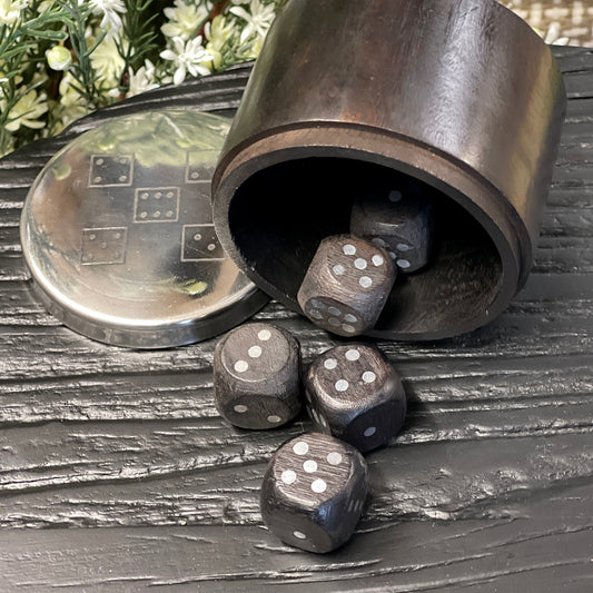 Black Round Box of 5 Dice