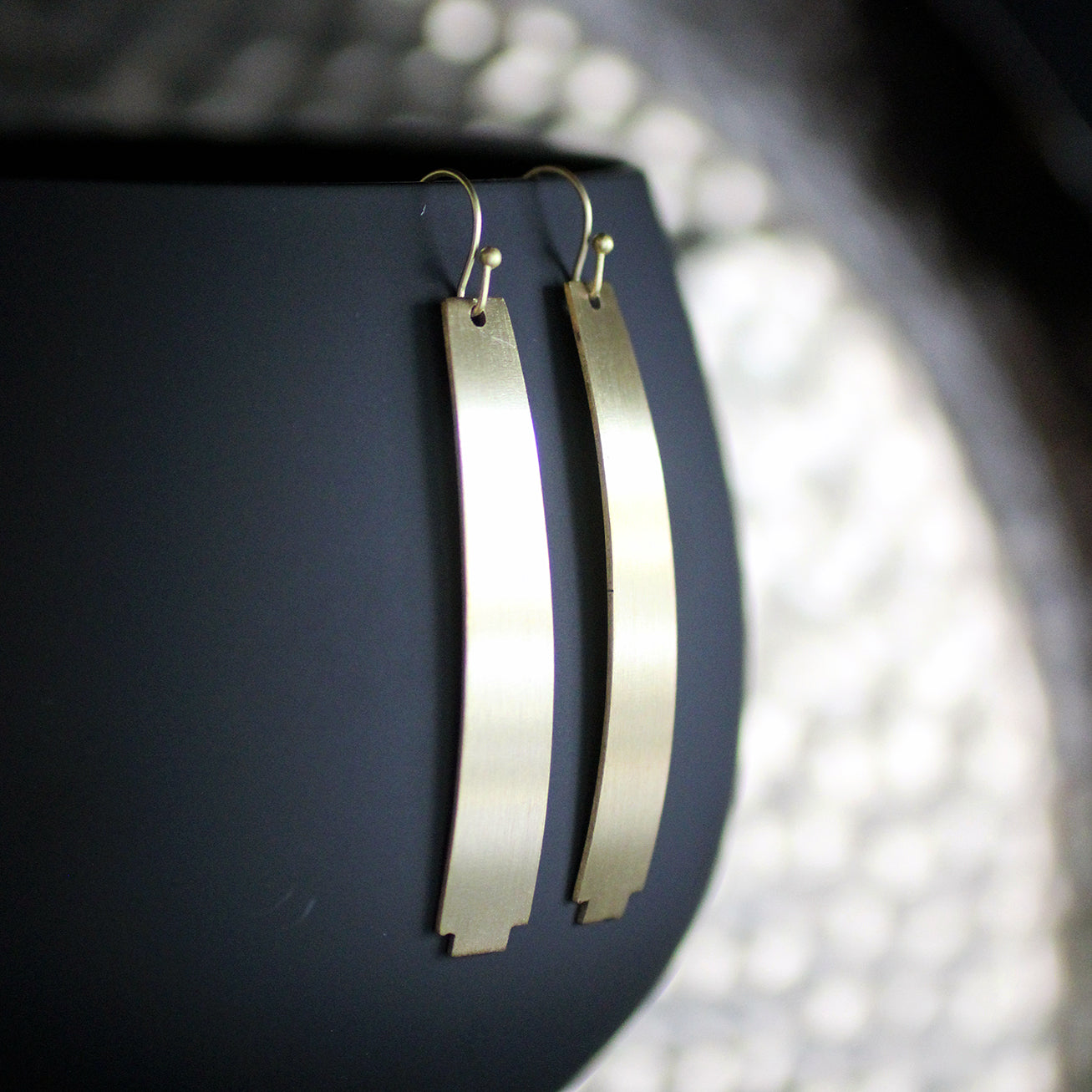 Gold Curved Rod Earrings