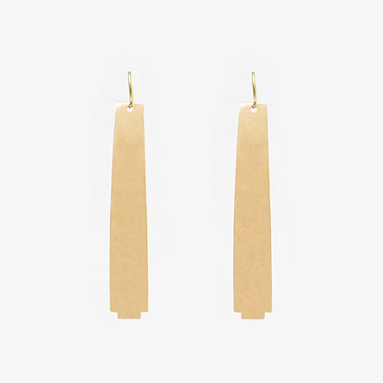 Gold Curved Rod Earrings