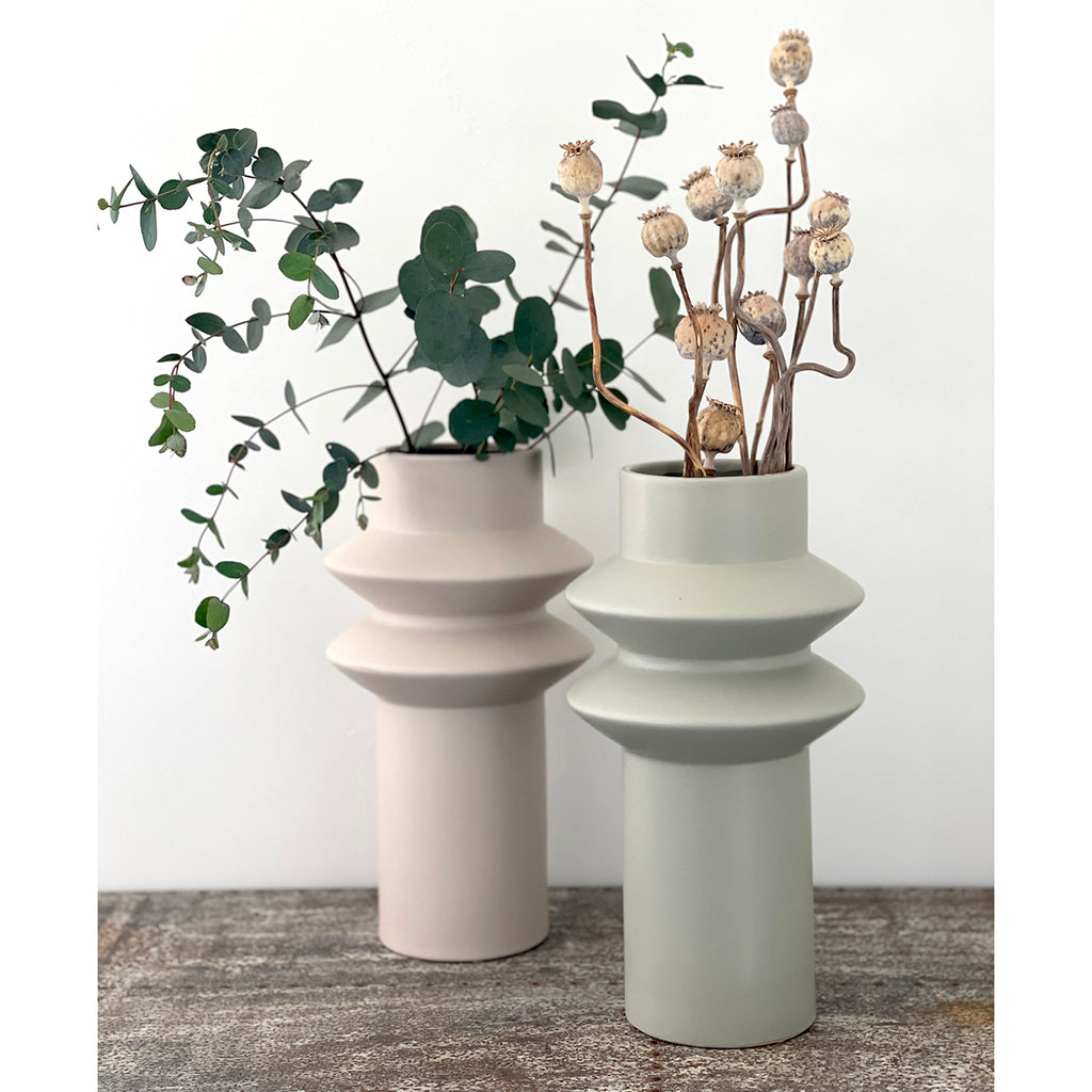 The Hanover Vase makes a statement with a stunning silhouette. Holds fresh or dried flowers but looks just as good as a décor statement.   Details: External Height - 30cm Internal Diameter - 9cm