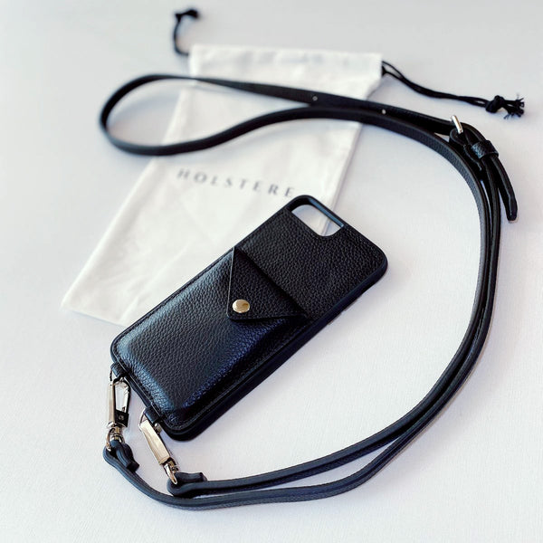 The Manhattan Azure | Genuine Pebbled Leather iPhone Case Crossbody iPhone 12 Pro Max