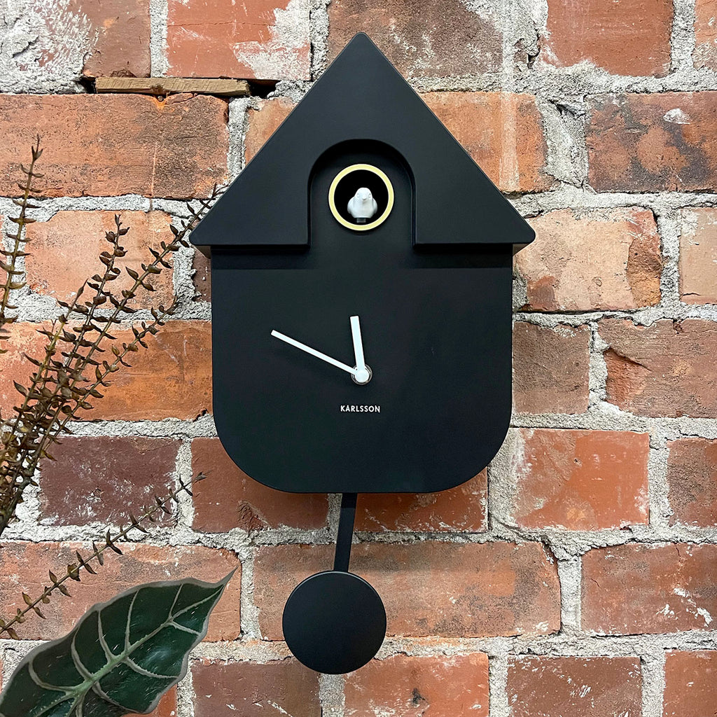 Modern Cuckoo Wall Clock by Karlsson features a minimalist yet elegant design that will definitely draw the eyes on it. A contemporary version of the beloved cuckoo clock from grandmother's time. 