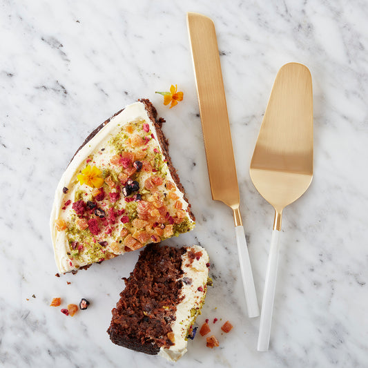 This gorgeous set is made with full stainless steel and electrophoretic lacquer painting.   Dishwasher safe when using a gentle dishwashing tablet. 