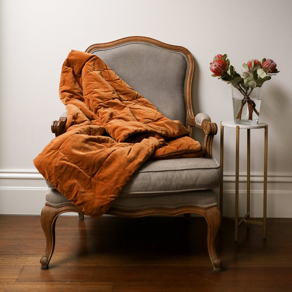 Snuggle up in these gorgeous earth tone, cotton and velvet throws. Super soft and cozy, perfect to cocoon yourself on cold or lazy days. Our premium range is full of simple yet luxurious products that will add luxury to your room and looks beautiful layered with products from the other Raine & Humble ranges to really elevate the look.