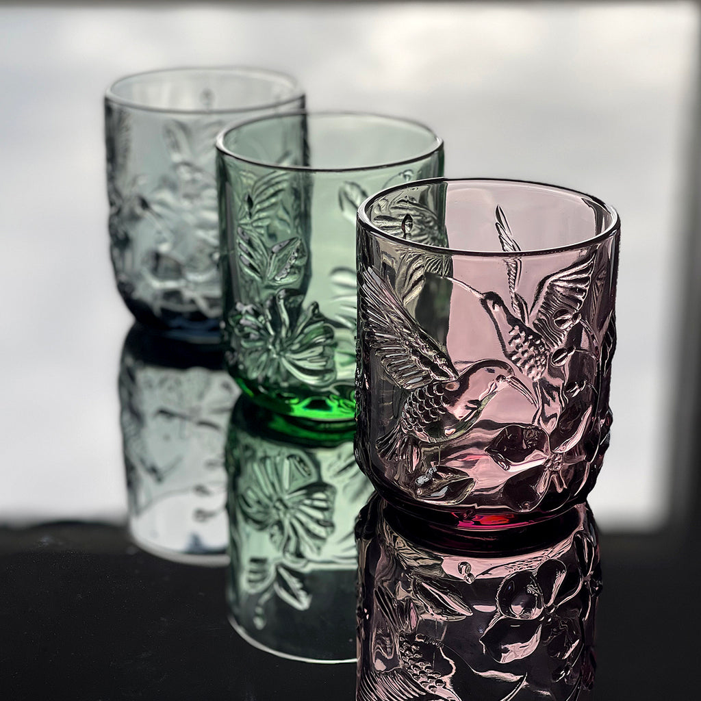 These gorgeous solid glass Rainforest tumblers are perfect for summer entertaining. Great for a cocktail or just everyday use.  Details: • Measures 8.5 x 8.5 x 10cm • Dishwasher safe • Sold individually