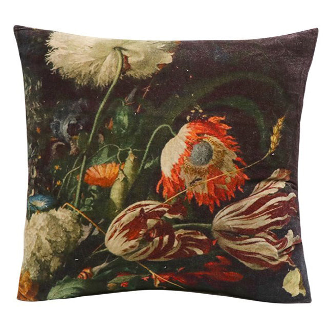 Sari Printed Velvet Cushion - Exotic Floral