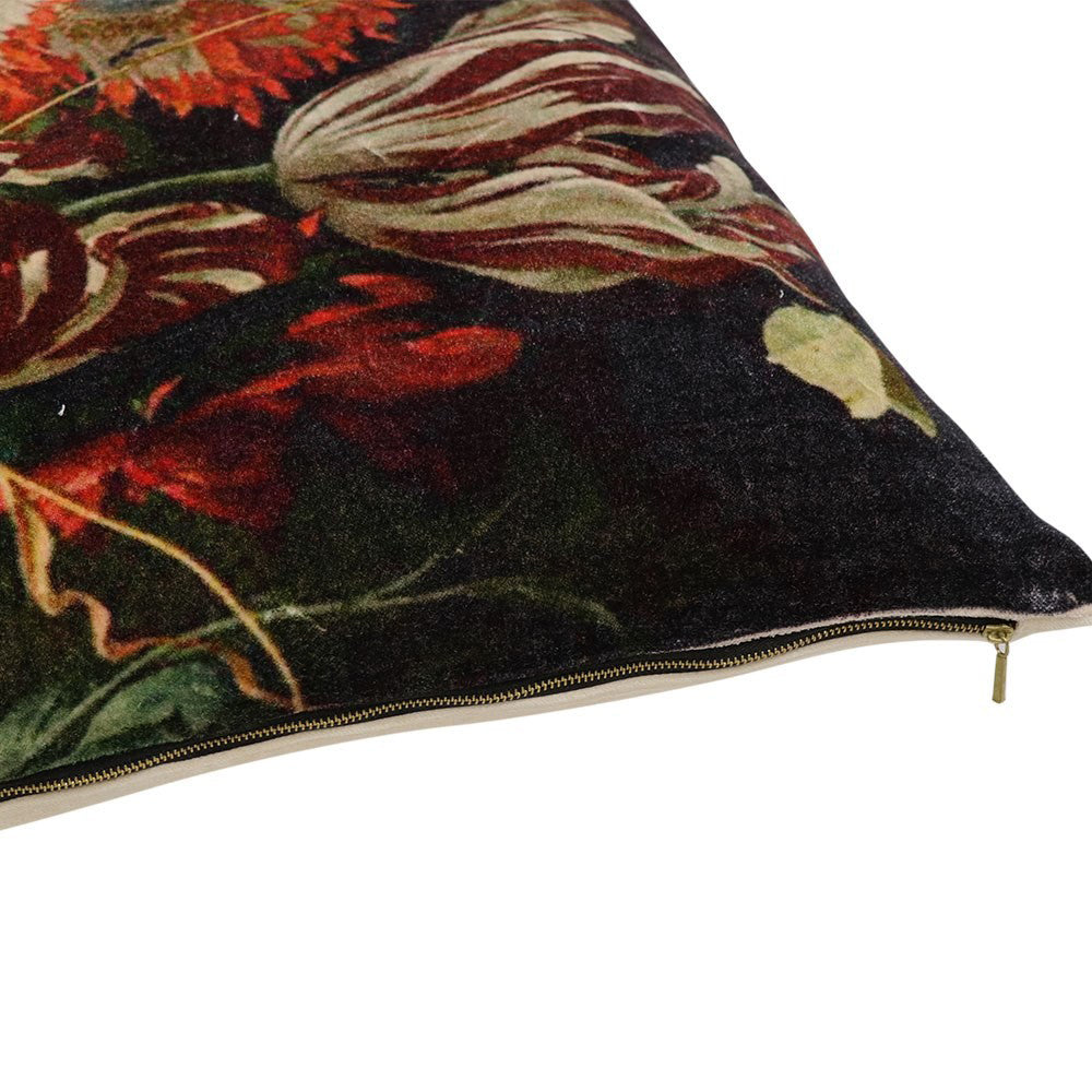 Sari Printed Velvet Cushion - Exotic Floral