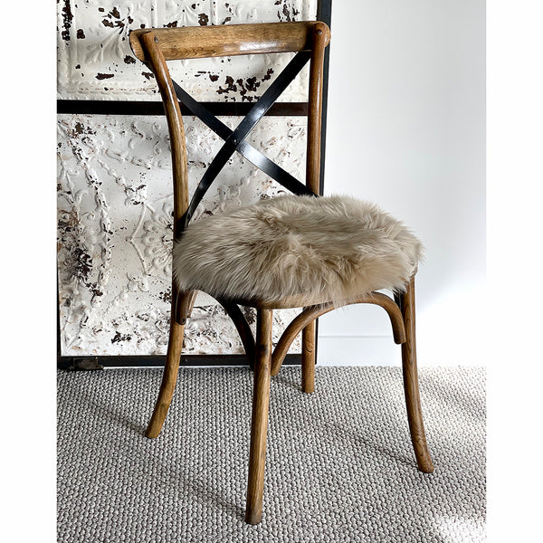 Longwool sheepskin seat pad. Add some luxury to your dining chairs with these NZ sheepskin pads. Three colour to choose from.  Size: 37cm 100% sheepskin NZ Made